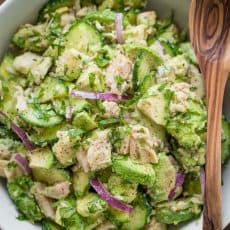 This Avocado Tuna Salad has incredible fresh flavor! Tuna Avocado Salad is loaded with protein. The avocado adds a healthy and highly satisfying creaminess. | natashaskitchen.com