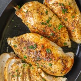 Baked chicken breast served on platter