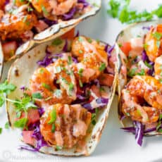 Bang Bang Shrimp served as tacos