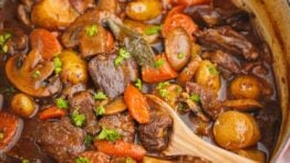 Beef Stew in a red pot