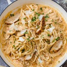 Cajun Chicken pasta in skillet