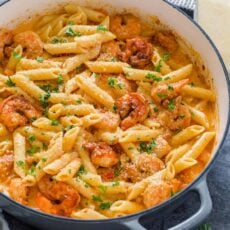 Cajun Shrimp Pasta Recipe in pot