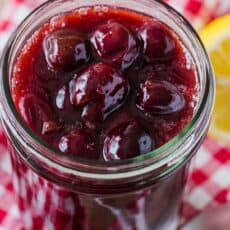 Homemade Cherry Sauce in a Mason Jar