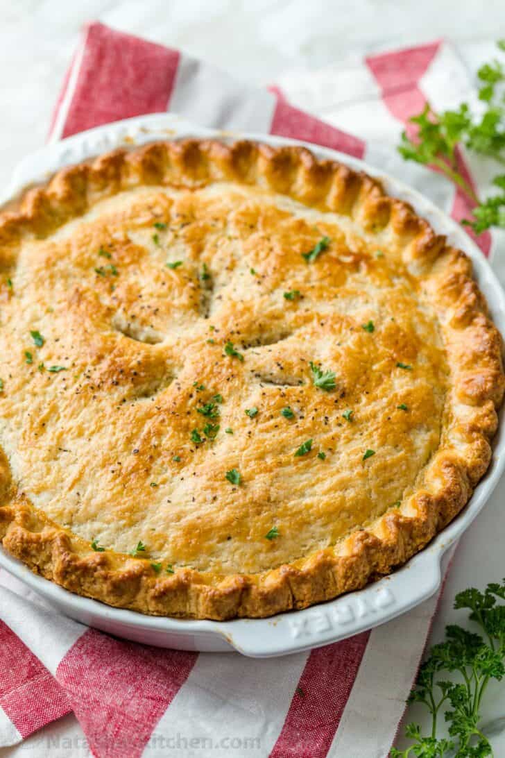 Chicken Pot Pie garnished with parsley