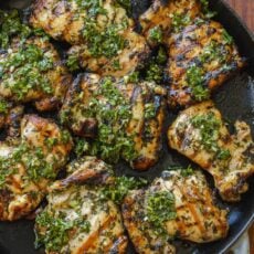 Chimichurri chicken in skillet