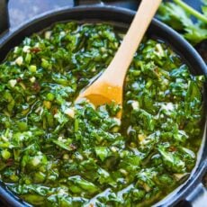 Chimichurri sauce in dish