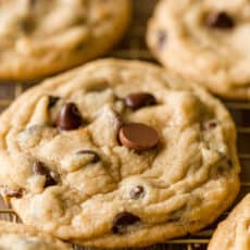 Chocolate Chip cookies on rack