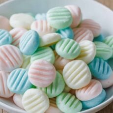 Cream Cheese Mints in a serving bowl