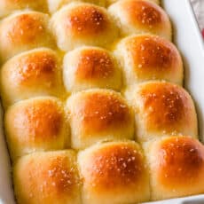 Soft Dinner Rolls in casserole dish