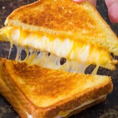 Grilled Cheese sandwich cut in half