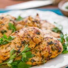 A plate of grilled Moroccan chicken