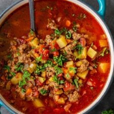 Hamburger Soup Recipe in pot