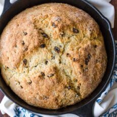 Irish Soda Bread in cast iron skillet