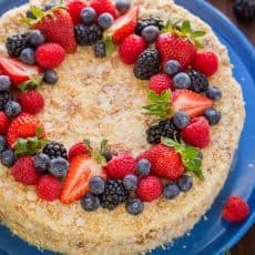 An easy, no-bake Napoleon Cake with the same great flavors of a classic napoleon cake. The layers soften under custard cream making it irresistibly soft! | natashaskitchen.com