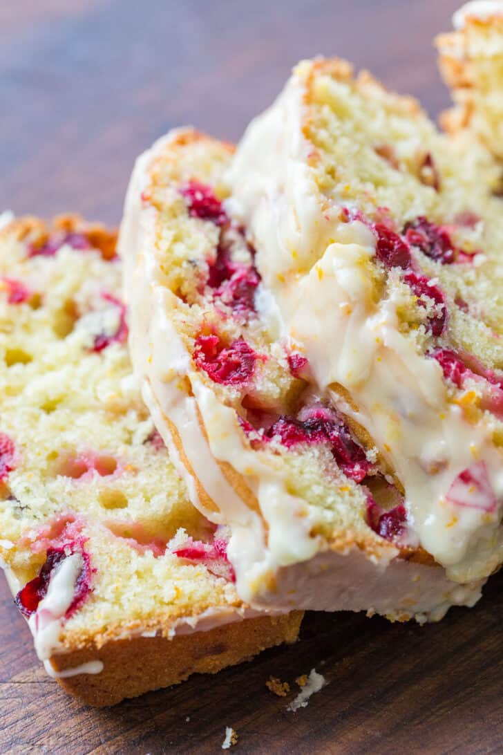 Orange glazed cranberry bread slices