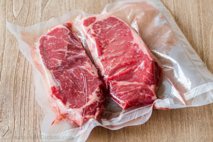 Vacuum sealed steaks ready for the freezer