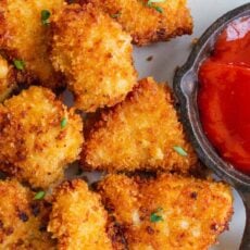 Popcorn Chicken served with ketchup