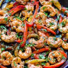 Shrimp Fajitas Recipe in Skillet