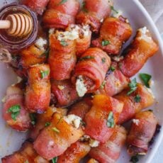 Stuffed dates served on a platter