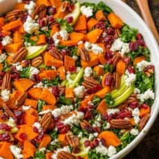 Roasted Sweet Potato Salad served over kale