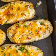 Twice baked potatoes stuffed and garnished